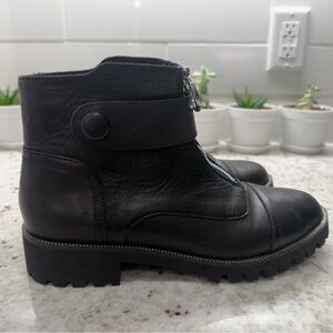 Cecelia New York Tillery Black Leather Lug Sole Ankle Boots | 8.5